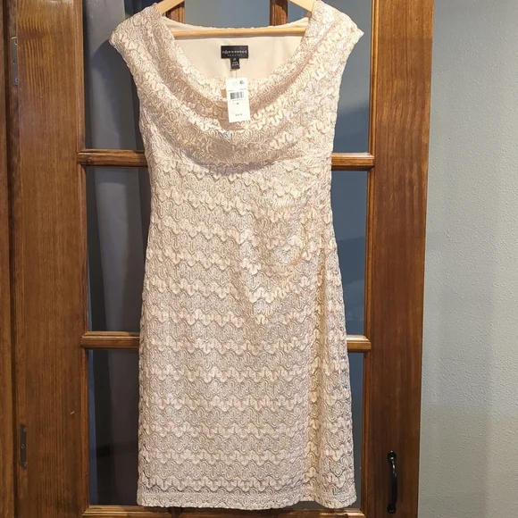 white christmas dresses CEM Cream Sheer Embellishment Halter Neck Mesh Mini Dress main image 1